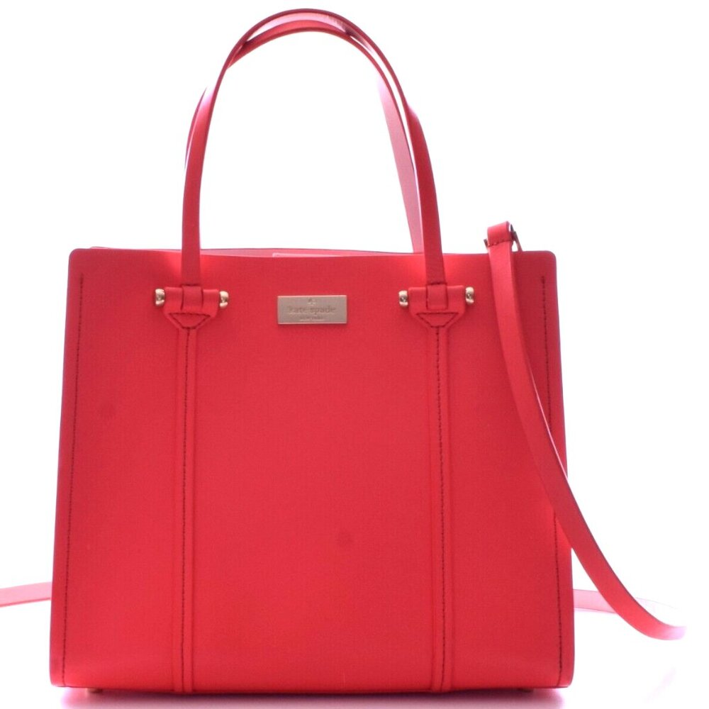 kate spade leather tote crossbody bag / red & hot pink